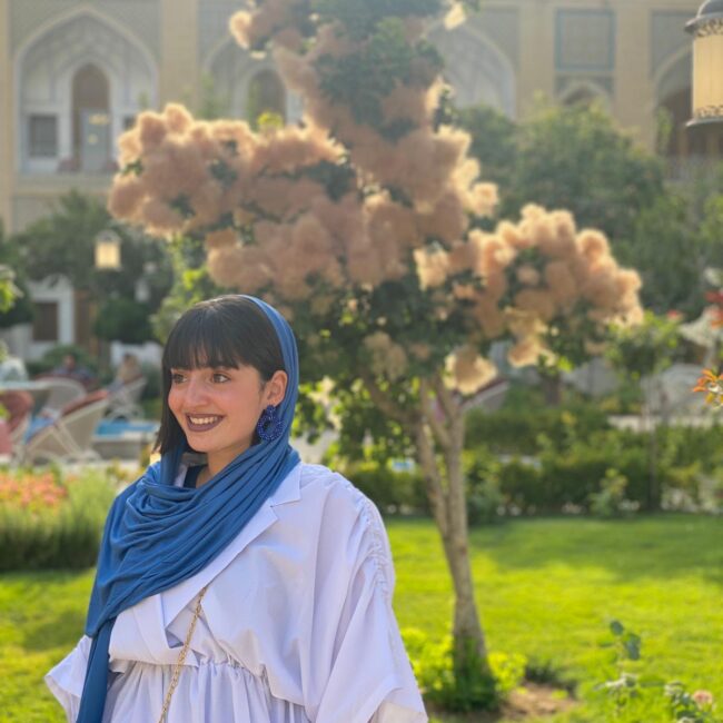 woman at the gardens of Isfahan