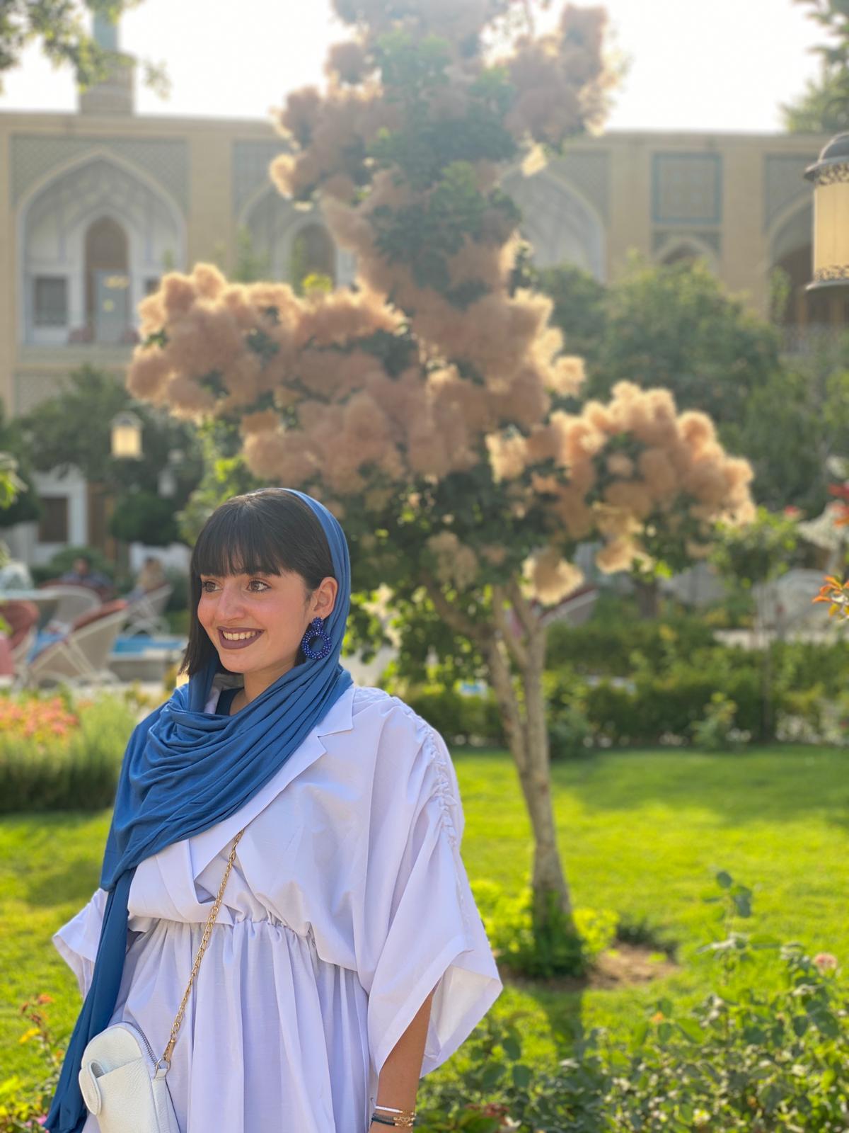 woman at the gardens of Isfahan