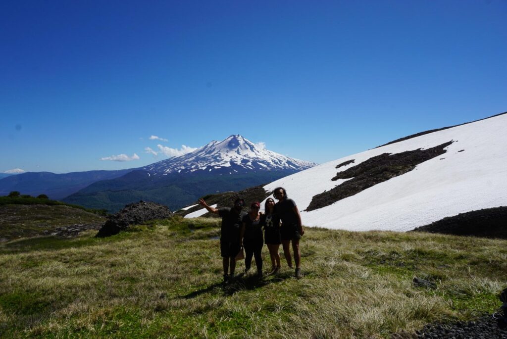 end of hike at the top of volcan llaima